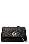 Tory Burch Kira Chevron Quilted Small Convertible Leather Crossbody Bag In Black