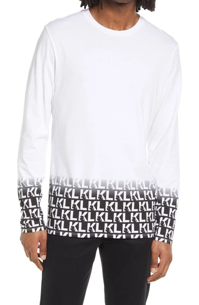 Karl Lagerfeld Long Sleeve Crewneck T-shirt In White