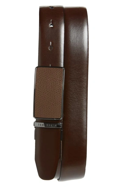 Ted Baker Lease Reversible Leather Belt In Brown Chocolate