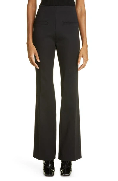 Courrèges Stretch Crepe Bootcut Trousers In Black