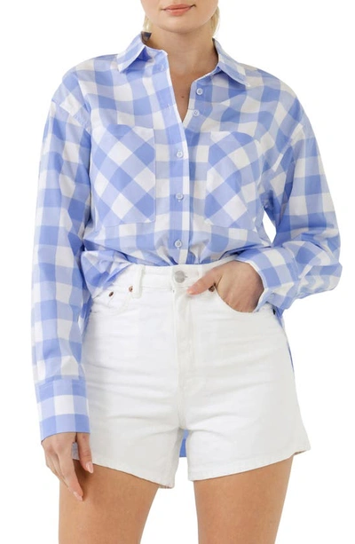 English Factory Gingham Cotton Shirt In Blue
