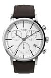 TIMEX MIDTOWN CHRONOGRAPH LEATHER STRAP WATCH, 40MM