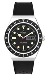 Timex Men's Q Diver Black Synthetic Watch 38mm In Silver/ Black/ Black