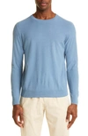 Boglioli Sky Blue 100% Cotton Crewneck Sweater In Light Blue