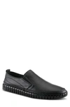 Spring Step Whipstitch Leather Loafer In Black