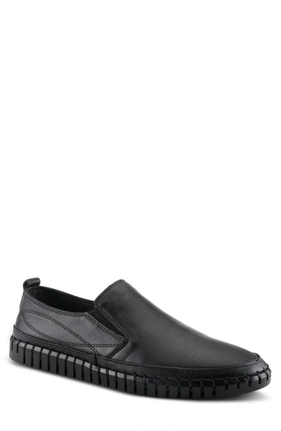 Spring Step Whipstitch Leather Loafer In Black