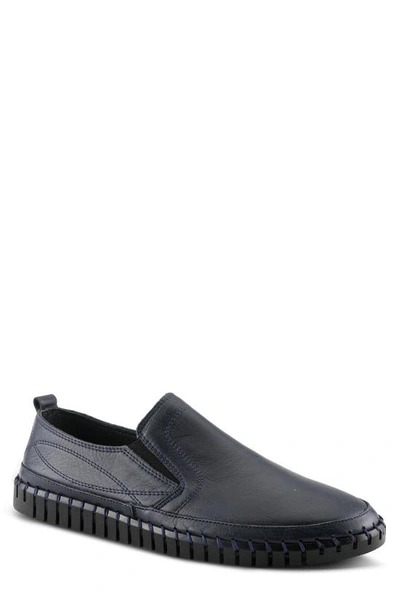 Spring Step Whipstitch Leather Loafer In Navy