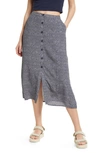 Treasure & Bond Button Front Skirt In Navy Flox Geo