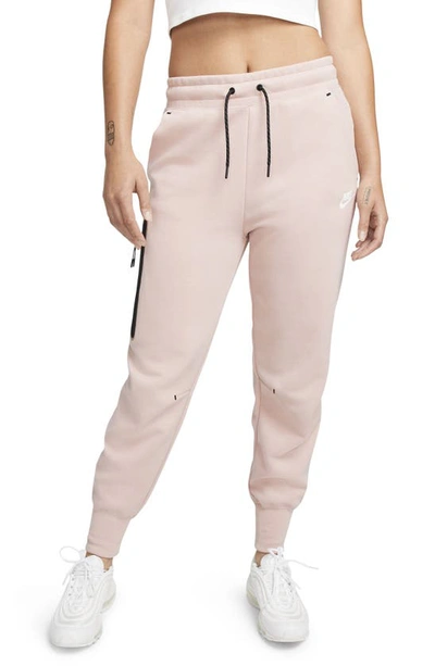 Nike Tech Fleece Joggers In Pink Oxford/ White