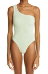 Hunza G Nancy One-shoulder One-piece Swimsuit In Sage