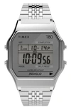 Timex T80 Digital Bracelet Watch, 34mm In Silver