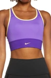 Nike Women's Swoosh Medium-support 1-piece Padded Longline Sports Bra In Purple