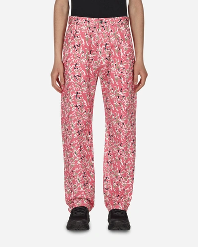 Paccbet Workwear Floral Trousers In Pink