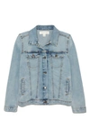 Treasure & Bond Kids' Smiley Face Denim Jacket In Vintage Smiley Wash