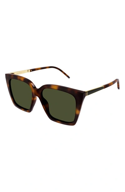 Saint Laurent 56mm Cat Eye Sunglasses In Havana