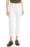 Frame Le Original High Waist Slim Straight Leg Jeans In Rumpled Blanc Grind