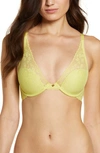 Natori Cherry Blossom Convertible Lace Plunge Bra (32dd) In Yellow