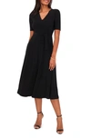 Chaus V-neck Belted Midi Dress In Black