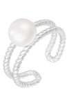 Splendid Pearls Sterling Silver 7-8mm Cultured Pearl Ring In White