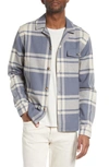 Les Deux Joe Plaid Cotton Flannel Button-up Shirt In Turbulence Blue/ Oyster Gray
