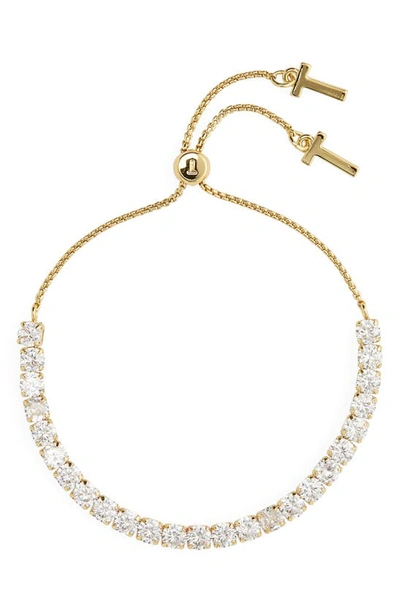 Ted Baker Melrah Icon Crystal Slider Bracelet In Gold Tone Clear Crystal
