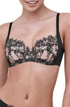 Skarlett Blue Entice Full Coverage Lingerie Underwire Bra 334143 In Black,nylon