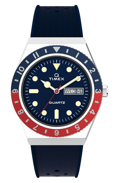 Timex Men's Q Diver Synthetic Strap Watch In Silver/ Blue/ Blue