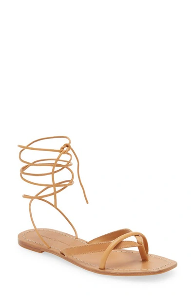 Loeffler Randall Lilla Ankle Wrap Thong Sandal In Honey