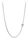 David Yurman Pavé Cross Necklace With Diamonds In Silver/ Black Diamond