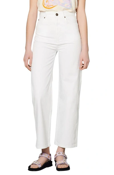 Sandro Zebran Printed Bleached High-rise Straight-leg Jeans In White