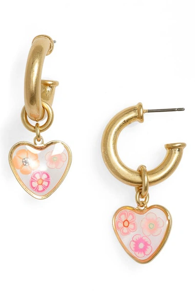 Madewell Heart Bead Huggie Hoop Earrings In Vintage Gold