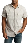 Rowan Warwick Heritage Twill Short Sleeve Button-up Shirt In Chalk