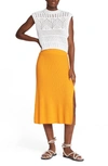Rag & Bone Soleil Ribbed Cotton-blend Knitted Midi Skirt In Yellow