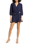 Fraiche By J Tulip Hem Romper In Navy