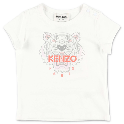 Kenzo Babies' Girls White Tiger T-shirt In Bianco