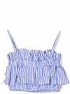 Msgm Teen Striped Tiered Top In Bianco-azzuro
