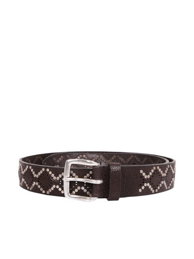 Orciani Frog Leather Belt In Brown