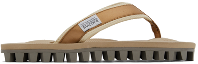 Suicoke Beige Jono Flip Flops In Lt.brown