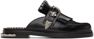 Toga Black Leather Slip-on Loafers In Aj1195 Black