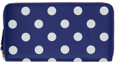 Comme Des Garçons Navy Dots Zip Wallet