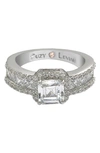 Suzy Levian Sterling Silver Cushion Cut Cz Bridal Ring In White