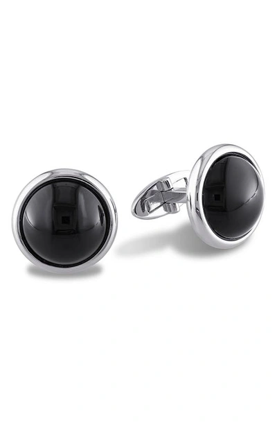 Delmar Sterling Silver Onyx Cuff Links In Black