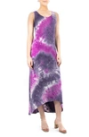 Nina Leonard High Low Tie Dye Maxi Dress In Purp Multi
