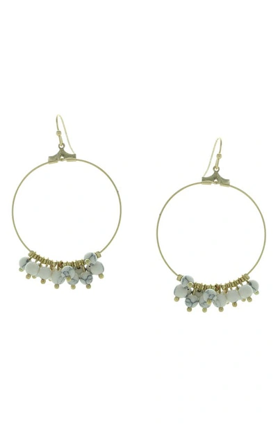 Olivia Welles Bead Dangle Hoop Earrings In Gold / Gray / White