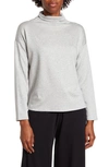 Eileen Fisher Funnel Neck Boxy Top In Dark Pearl