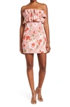 DO + BE COLLECTION DO & BE FLORAL STRAPLESS RUFFLE MINI DRESS
