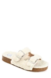 Journee Collection Delpheen Faux Shearling Footbed Sandal In Cream