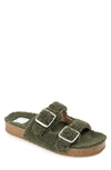 Journee Collection Delpheen Faux Shearling Footbed Sandal In Forest