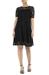 Nina Leonard Burnout Trapeze Dress In Black