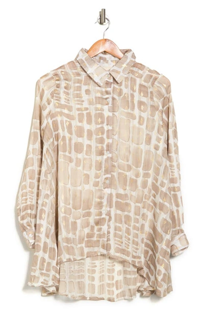 By Design Eve Chiffon Collared Button Front Blouse In Ronda